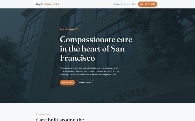 Screenshot of the fogcitymedical.com homepage