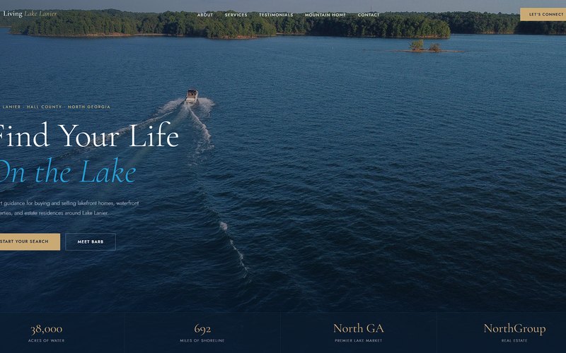 Screenshot of the livinglakelanier.com homepage